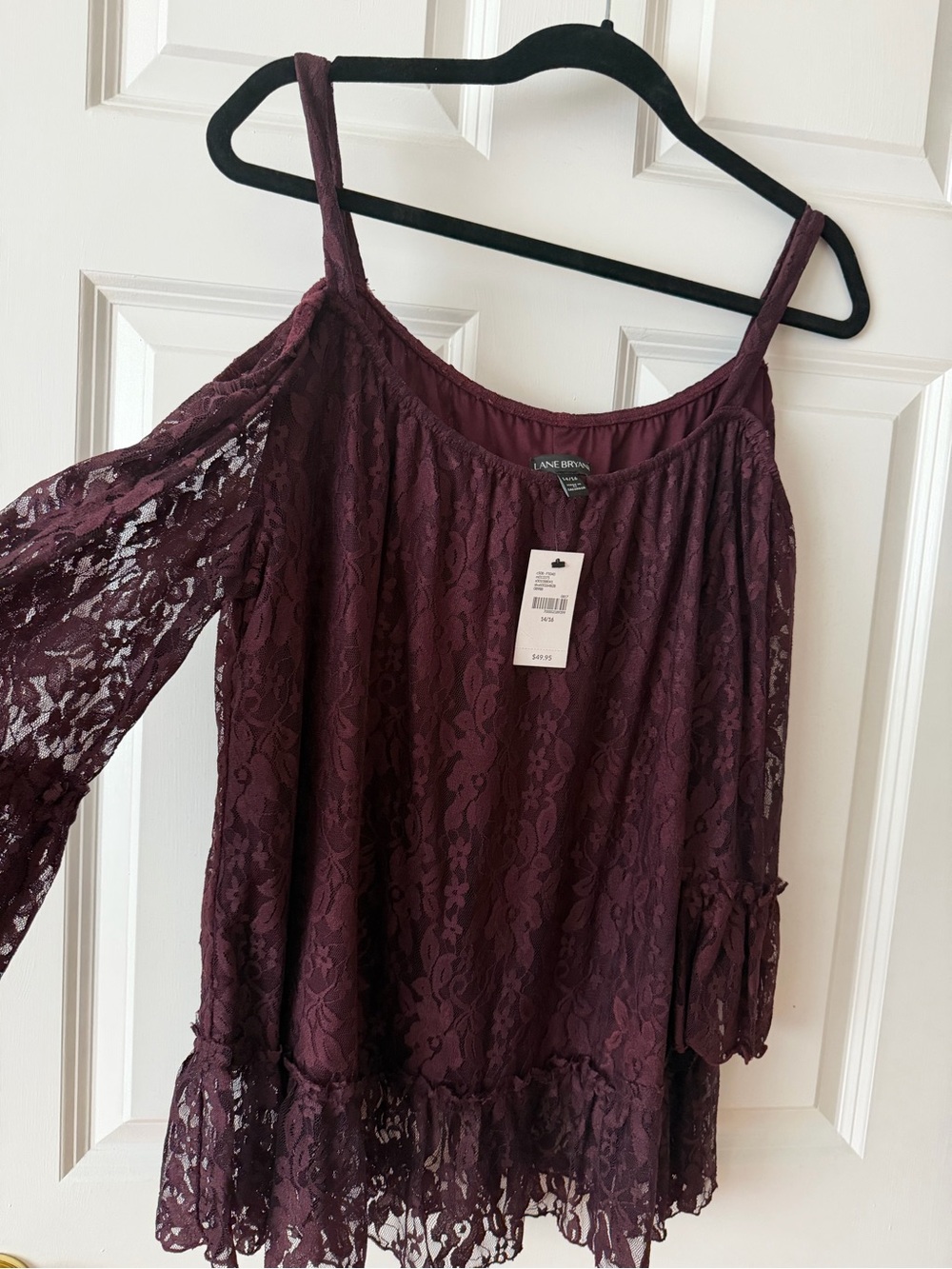 Lane Bryant Plum Lace Cold-Shoulder Camisole